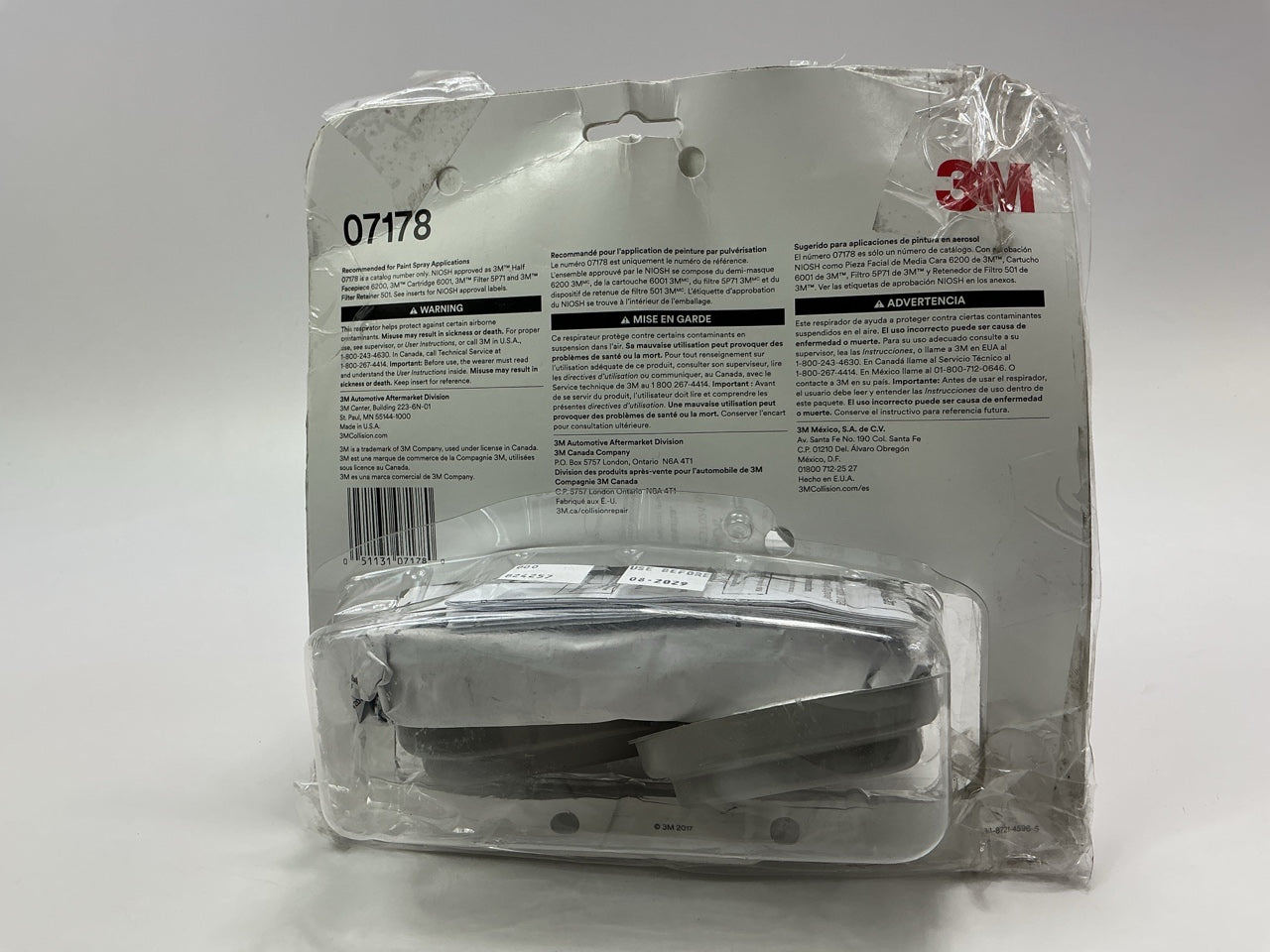OPEN BOX 3M 07178 Automotive Paint Spray Respirator Mask, Medium OV/P95 08/2029