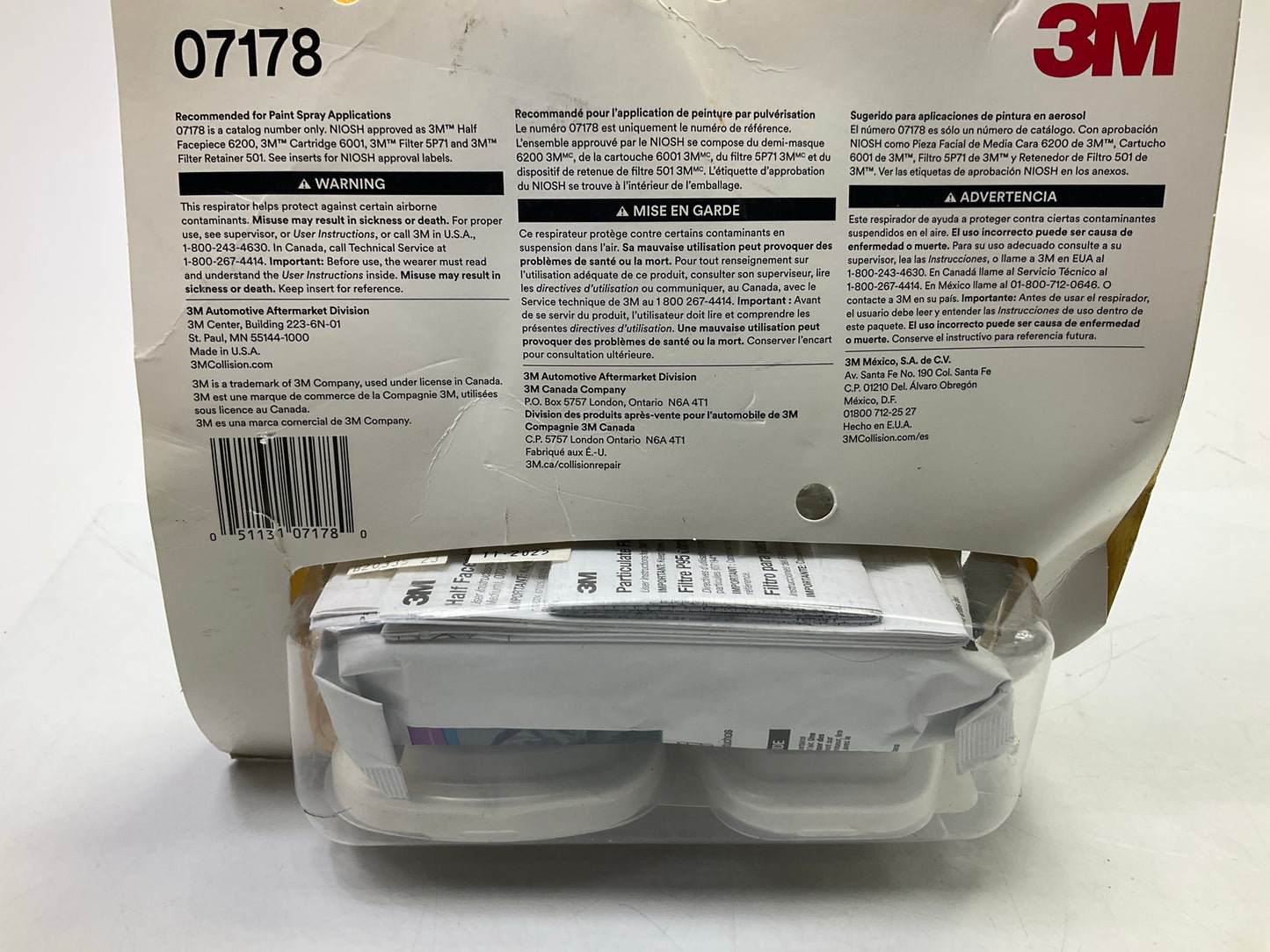 OPEN BOX 3M 07178 Paint Spray Respirator Mask, Medium OV/P95 Exp. 11/2025