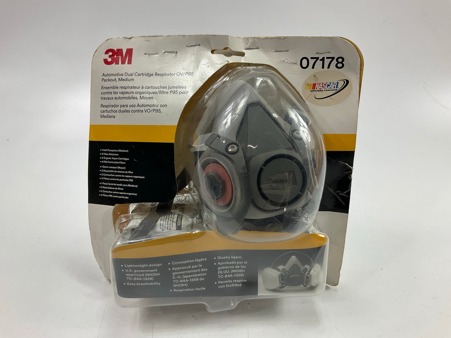 3M 07178 Automotive Paint Spray Respirator Mask, Medium OV/P95 Exp. 11-2027