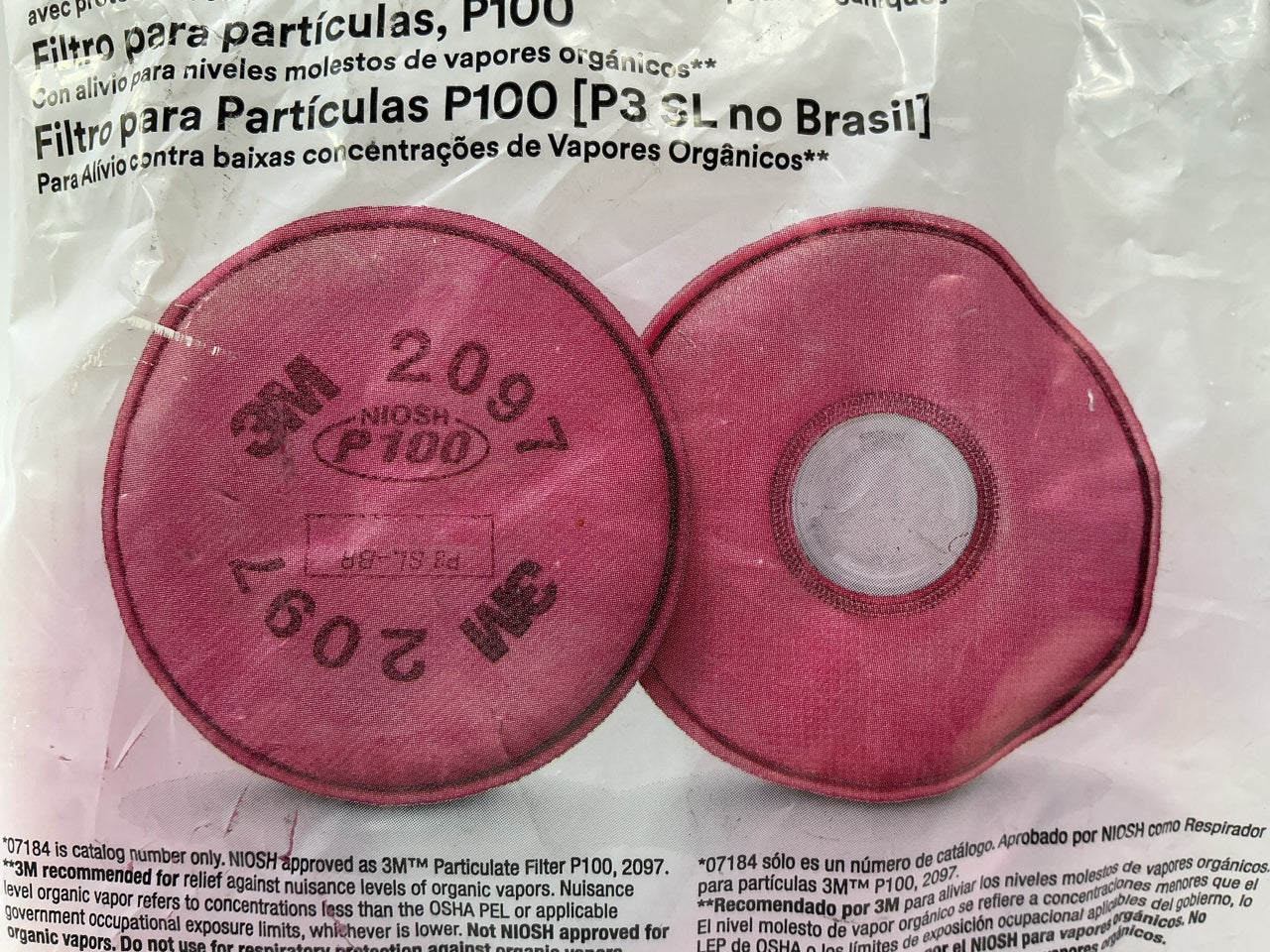 3M 07184 Particulate Filter P100 Organic Vapor Relief Pair EXP 06-2026