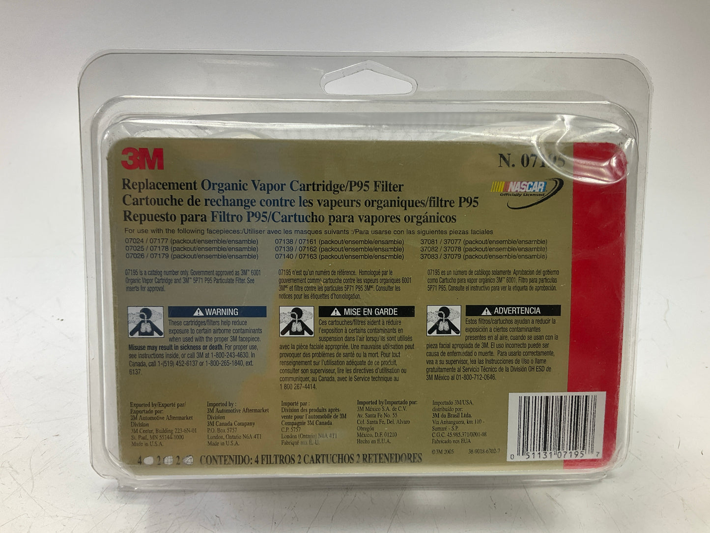 3M 07178 Automotive Paint Spray Respirator Mask, Medium OV/P95 Exp. 11/2026