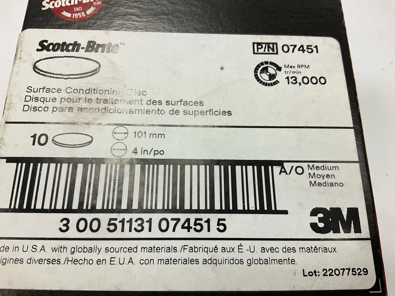 3M Scotch-Brite 4'' Surface Conditioning Disc Hook & Loop Medium Grit, 10 Discs