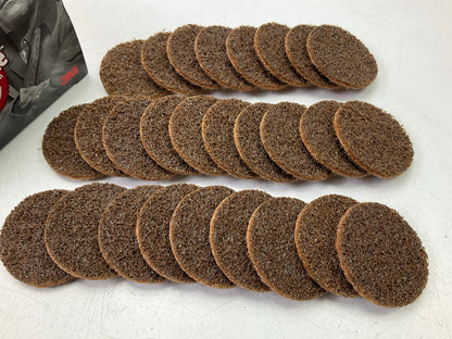 27 Total 3M 07453 Coarse Brown 2'' Hookit Scotch Brite Surface Conditioning Disc
