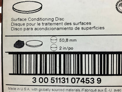 27 Total 3M 07453 Coarse Brown 2'' Hookit Scotch Brite Surface Conditioning Disc