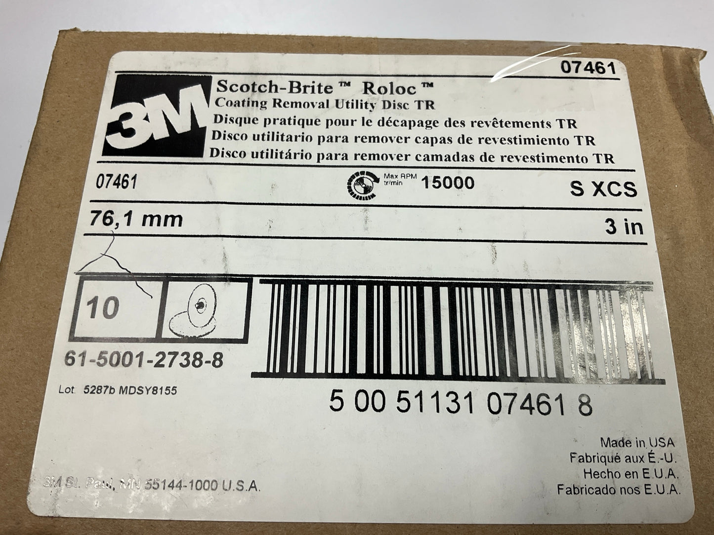 (10) 3M 07461 Scotch-brite Roloc Coating Rust & Paint Removal 3'' Inch Tr