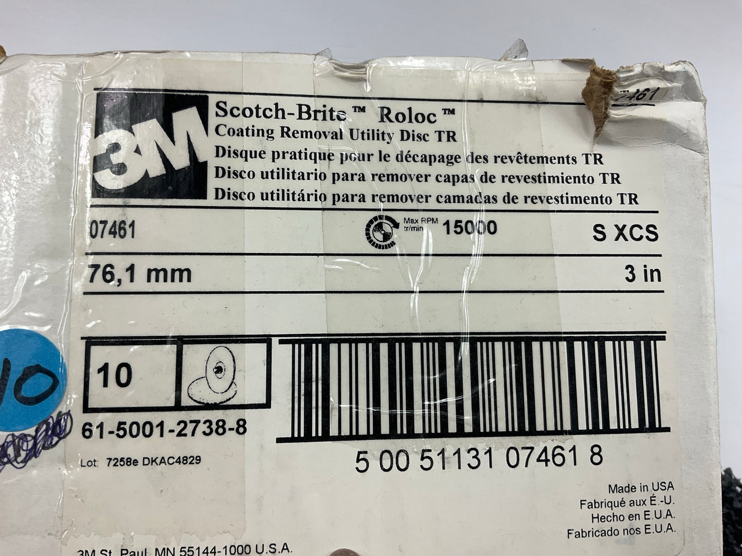 (12) 3M 07461 Scotch-brite Roloc Coating Rust & Paint Removal 3'' Inch Tr