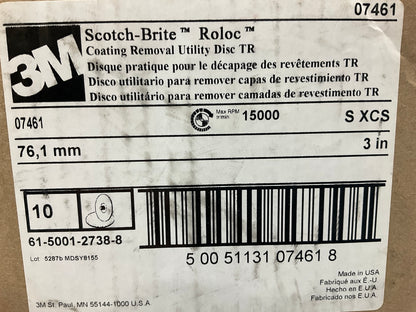 (6) 3M 07461 Scotch-brite Roloc Coating Rust & Paint Removal 3'' Inch Tr