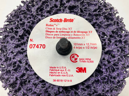 (4) 3M 07470 4'' Scotch-Brite Roloc + Clean & Strip XT Extra Coarse Disc