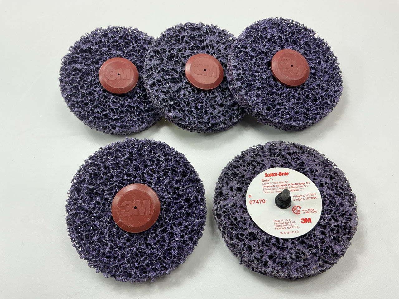 (5) 3M 07470 4'' Scotch-Brite Roloc + Clean & Strip XT Extra Coarse Disc