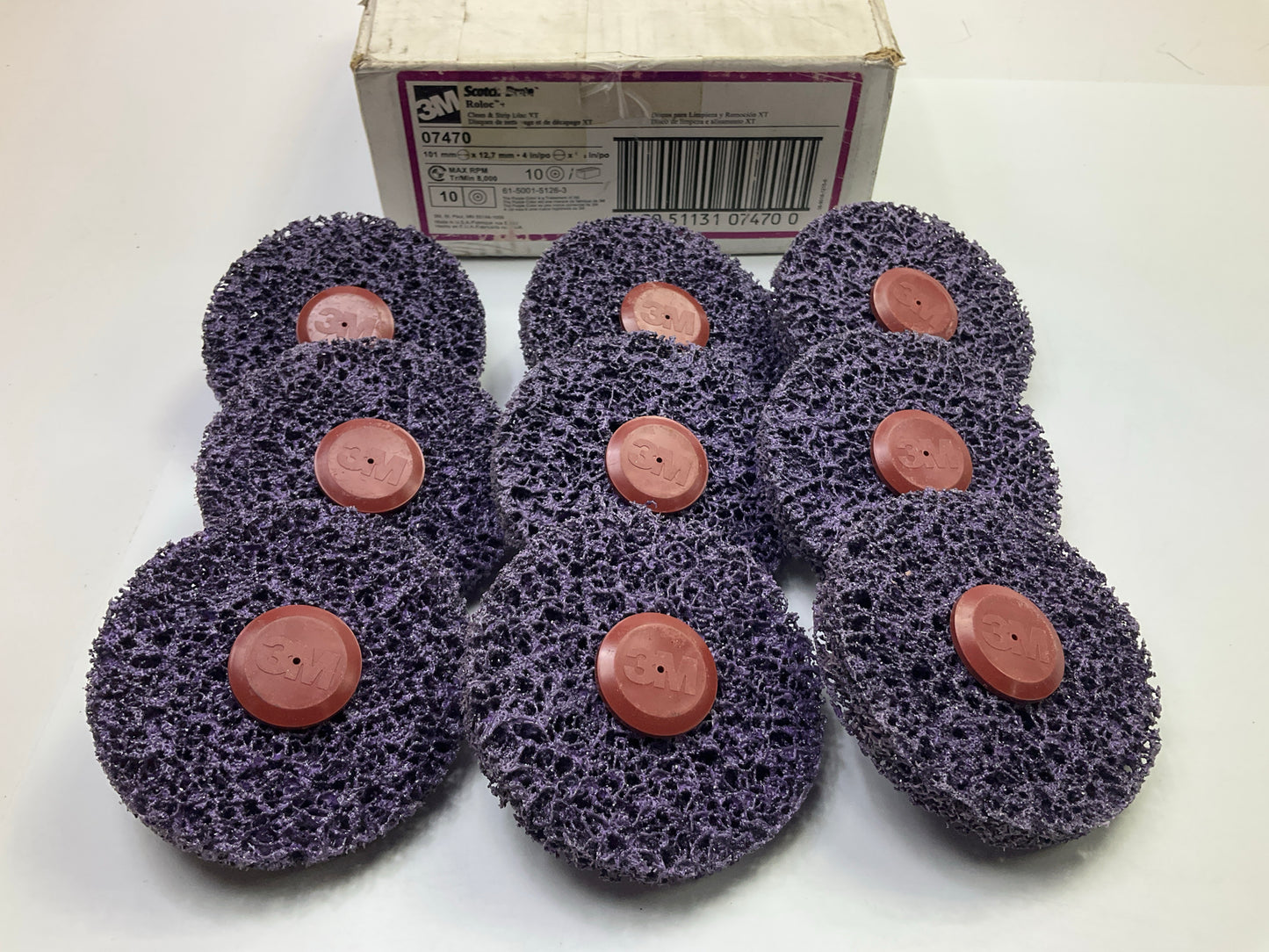 3M 07470 4'' Scotch-Brite Roloc + Clean & Strip XT Extra Coarse Disc - Pack Of 9