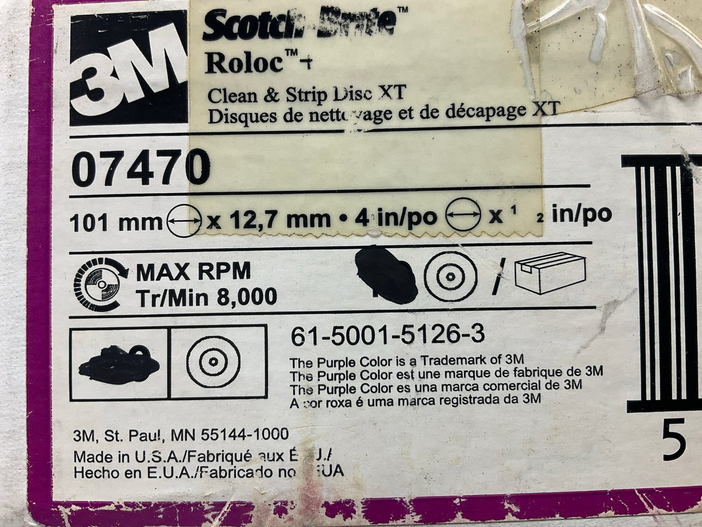 3M 07470 4'' Scotch-Brite Roloc + Clean & Strip XT Extra Coarse Disc - Pack Of 9
