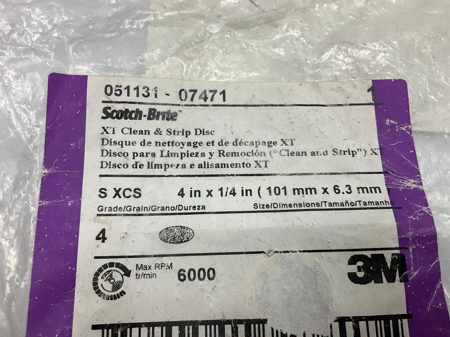 3M 07471 Scotch-Brite Clean & Strip XT Disc, 4 In X 1/4 In, 2 Discs Total