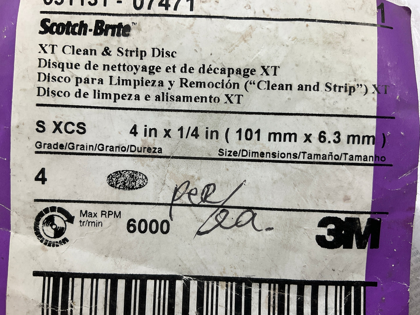3M 07471 Scotch-Brite Clean & Strip XT Disc 4'' In X 1/4'' In, Pack Of (4)