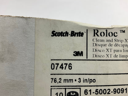 OPEN BOX (10) 3M 07476 3'' Scotch-Brite Roloc Clean Strip XT Disc Extra Coarse TR