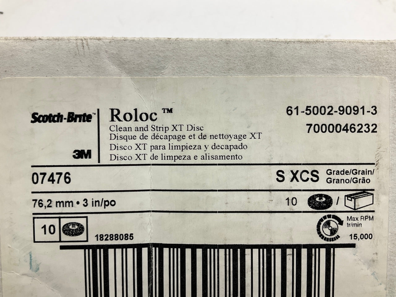 3M 07476 3'' Scotch-Brite Roloc Clean Strip XT Disc Extra Coarse, TR 10 PACK