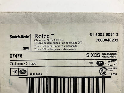 3M 07476 3'' Scotch-Brite Roloc Clean Strip XT Disc Extra Coarse, TR 10 PACK