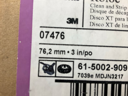 7 Pack - 3M 07476 3'' Scotch-Brite Roloc Clean Strip XT Disc Extra Coarse