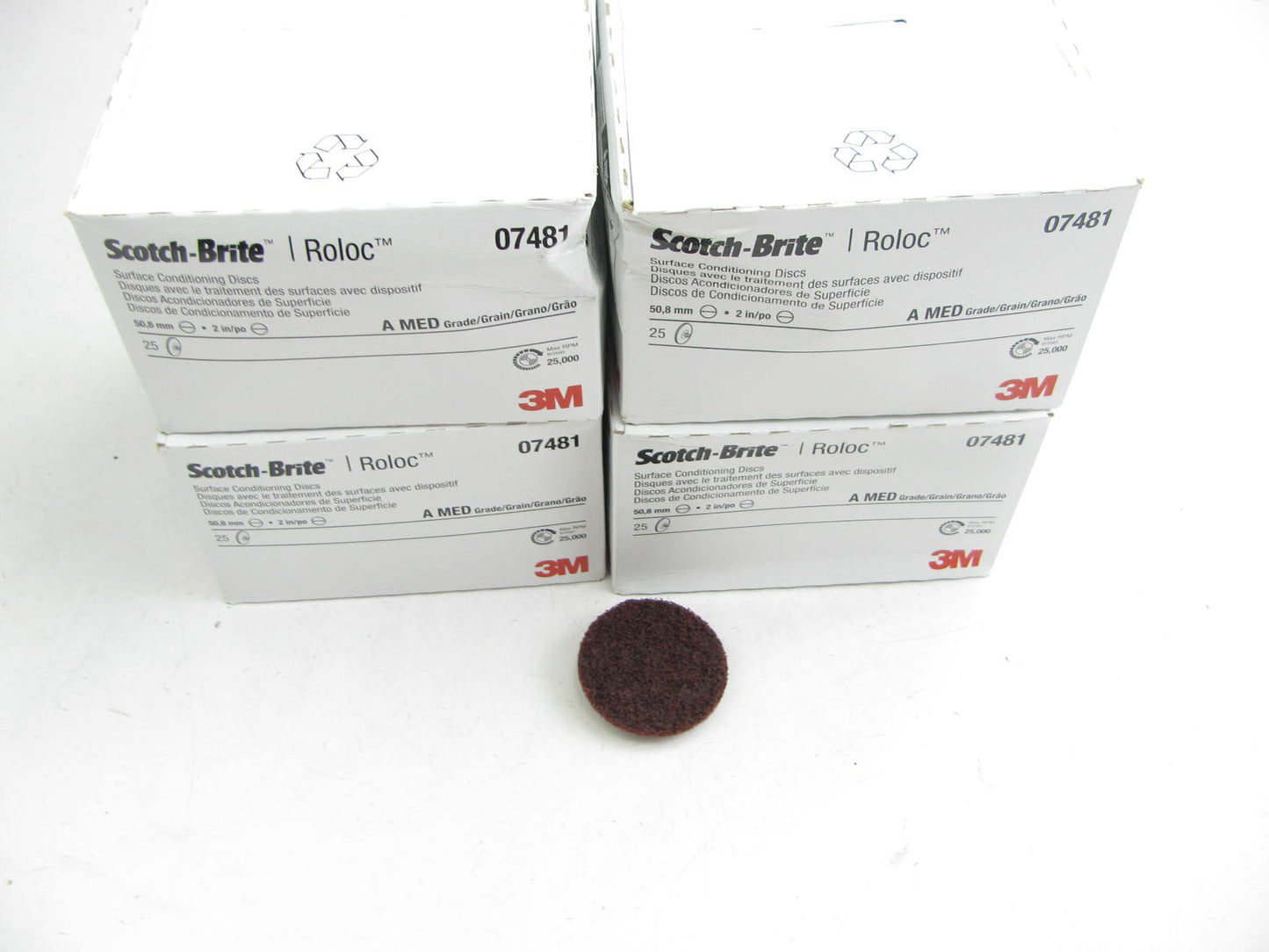 100 Pcs - 3M  07481 Scotch-Brite Roloc Surface Conditioning Disc, 2'' Medium