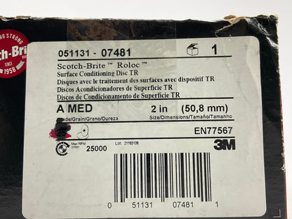 15 Discs - 3M 07481 Scotch-Brite Roloc 2'' Surface Conditioning MEDIUM Grade Disc