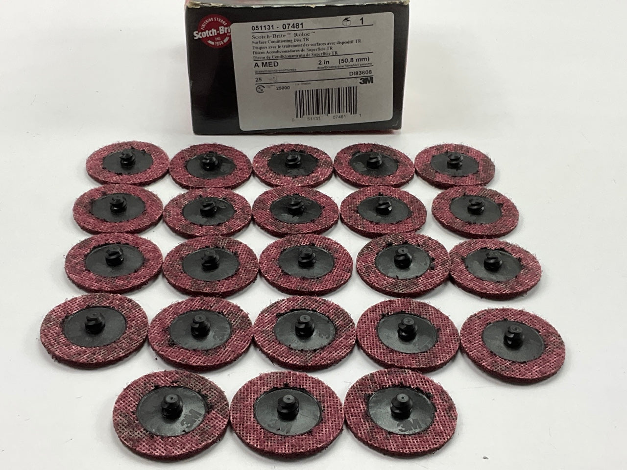 23 Pack - 3M 07481 2'' Scotch-Brite Roloc Surface Conditioning Disc Medium
