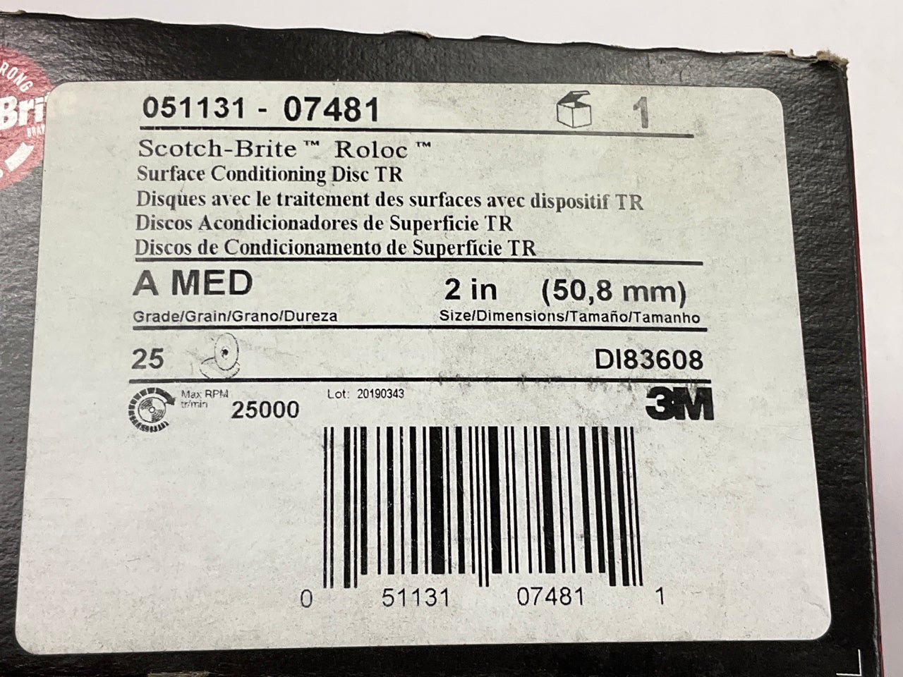 23 Pack - 3M 07481 2'' Scotch-Brite Roloc Surface Conditioning Disc Medium
