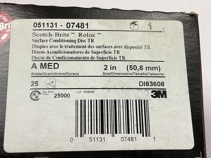 23 Pack - 3M 07481 2'' Scotch-Brite Roloc Surface Conditioning Disc Medium