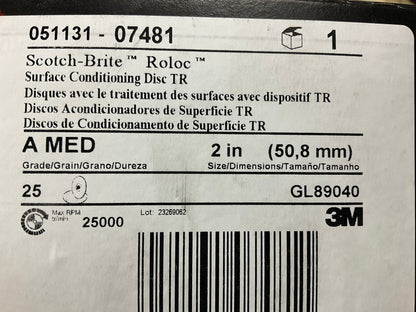 3M 07481 Scotch-Brite Roloc 2'' Surface Conditioning MEDIUM Grade Disc - 25 Count