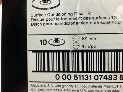 3M 07483 4'' Medium Scotch Brite Roloc Surface Conditioning Discs (10 / Pack)
