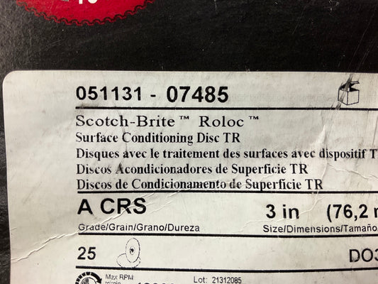 PACK Of 22 - 3M 07485 3'' Scotch-Brite Roloc Surface Conditioning Discs Coarse