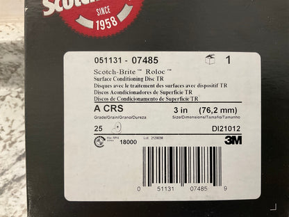 3M 07485 Scotch-Brite Roloc Surface Conditioning Discs Coarse 3'' Brown Box Of 25