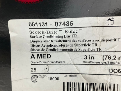 14 Discs - 3M 07486 Scotch-Brite Roloc Surface Prep Disc, Medium Grit, 3''