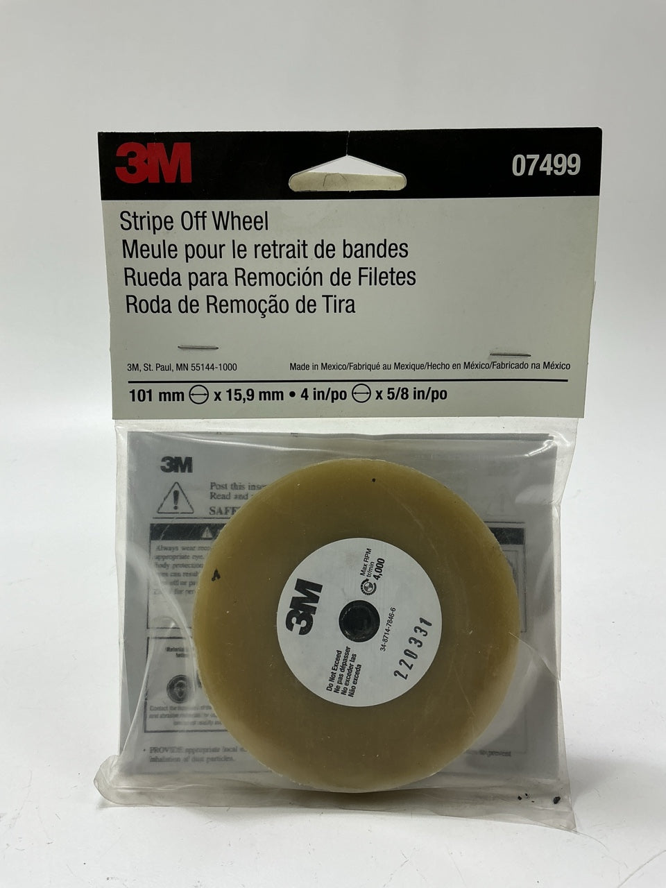 3M 07499 Eraser Wheel Stripe Vinyl Glue Decal Adhesive 4'' X 5/8'' Remover Tool