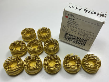 3M 07525 Yellow 2'' Inch Scotch-Brite Roloc Bristle Disc - 80 Grit, 10 / Pack