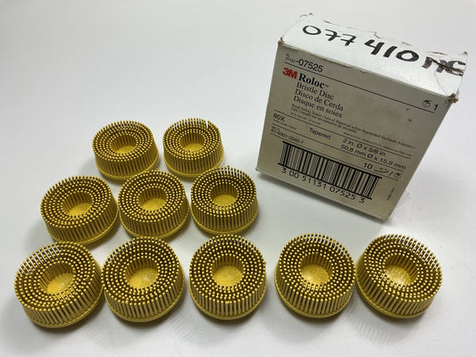3M 07525 Yellow 2'' Inch Scotch-Brite Roloc Bristle Disc - 80 Grit, 10 / Pack