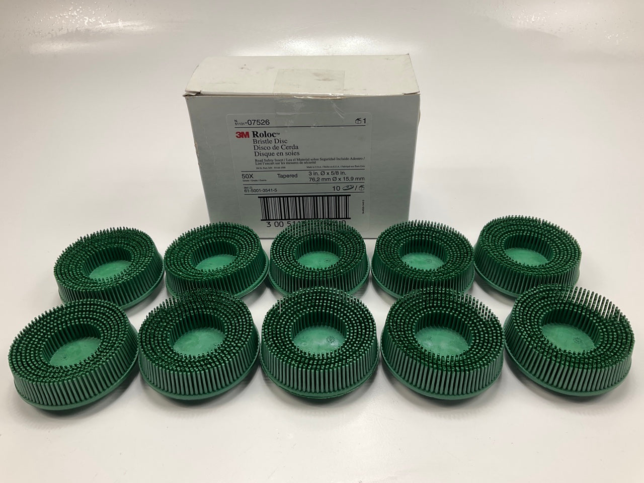 3M 07526 3'' 50 Grit Scotch-Brite Roloc Bristle Disc - Pack Of 10