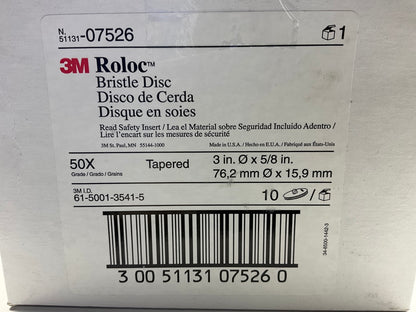 3M 07526 3'' 50 Grit Scotch-Brite Roloc Bristle Disc - Pack Of 10