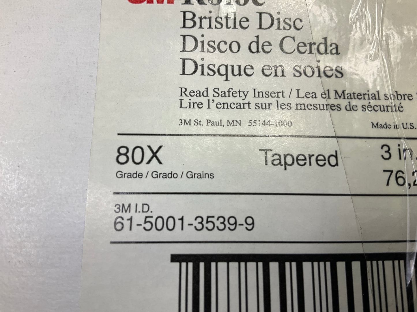 3M 07527 Yellow 3'' Inch Scotch-Brite Roloc Bristle Disc - 80 Grit - 10 / Pack