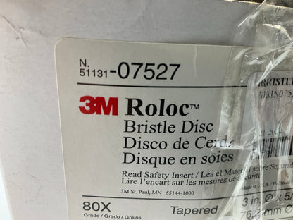 3M 07527 Yellow 3'' Inch Scotch-Brite Roloc Bristle Disc - 80 Grit - 9 / Pack