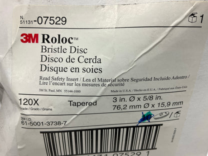 3M 07529 3'' Scotch-Brite Roloc Bristle Discs, 120 Grit, Fine, 5 / PACK