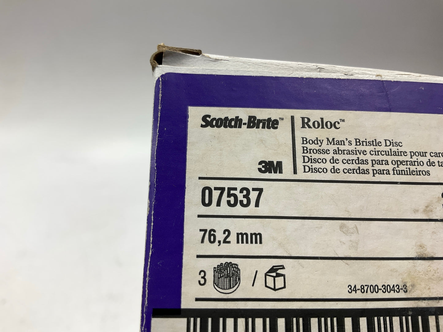3M 07537 Scotch-Brite Roloc Body Man's Bristle Discs 3in, 36 Grade - 6 Pack