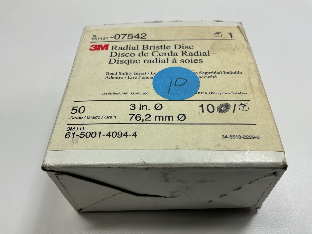 3M 07542 Radial Bristle Discs 3'' 50 Grit, Box Of 10 Discs