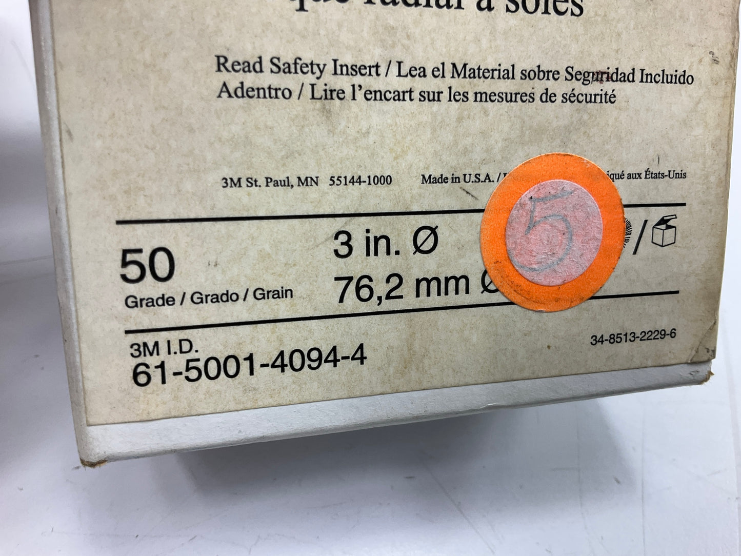 3M 07542 Radial Bristle Discs 3'' 50 Grit, Box Of 5 Discs