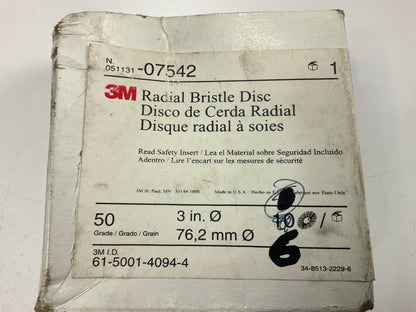 3M 07542 Radial Bristle Discs 3'' 50 Grit, Box Of 6 Discs