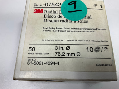 3M 07542 Radial Bristle Discs 3'' 50 Grit, Box Of 9