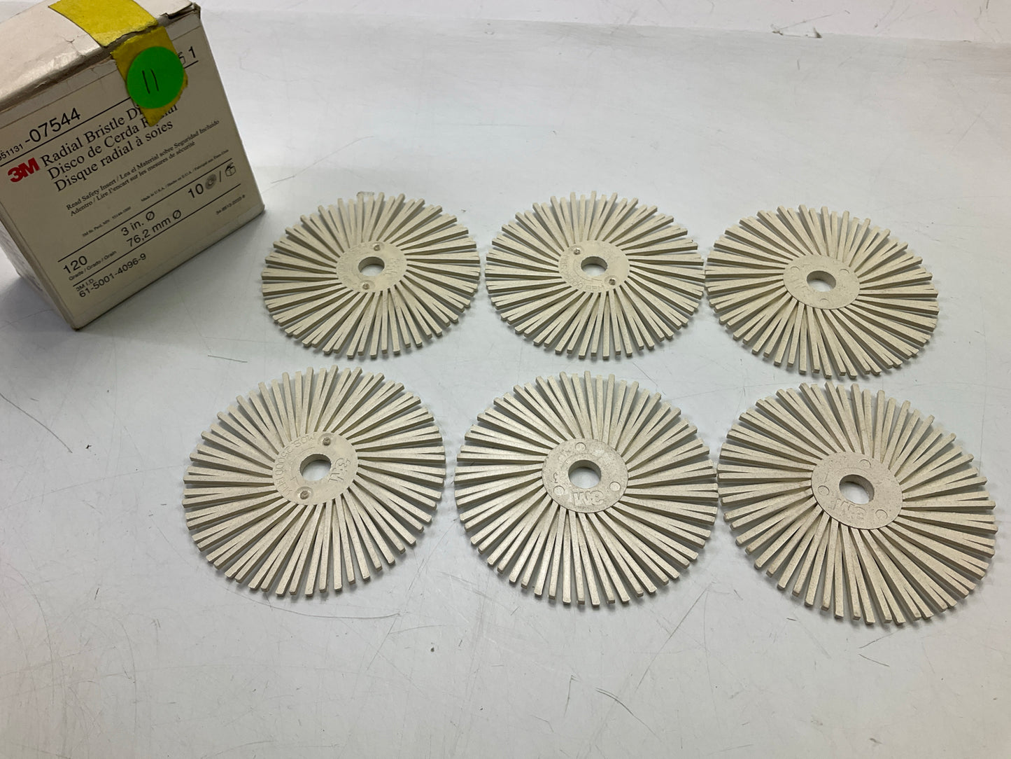 3M 07544 Scotch-Brite Bristle Disc, 3'' X 3/8'' 120 Grade, Pack Of 6 Discs Total
