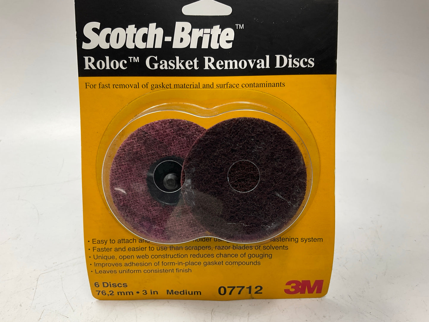 3M 07712 Scotch-Brite Roloc Gasket Removal Discs Medium 6 Discs, 3 Inch