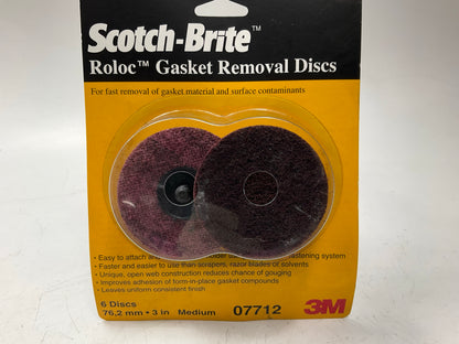 3M 07712 Scotch-Brite Roloc Gasket Removal Discs Medium 6 Discs, 3 Inch