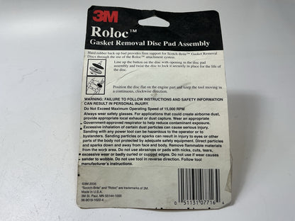 OPEN PACKAGE - 3M 07716 Roloc Gasket Removal 3'' Disc Pad Holder