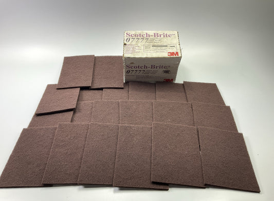 Box Of 20 - 3M 7777 07777 Paint Prep Scuff Hand Pad Maroon Scotch-Brite  6'' X 9''