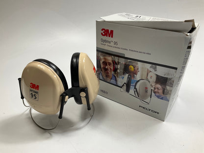 3M 08062 PELTOR Optime 95 Earmuffs H6B/V, Behind-the-Head, Black/Beige